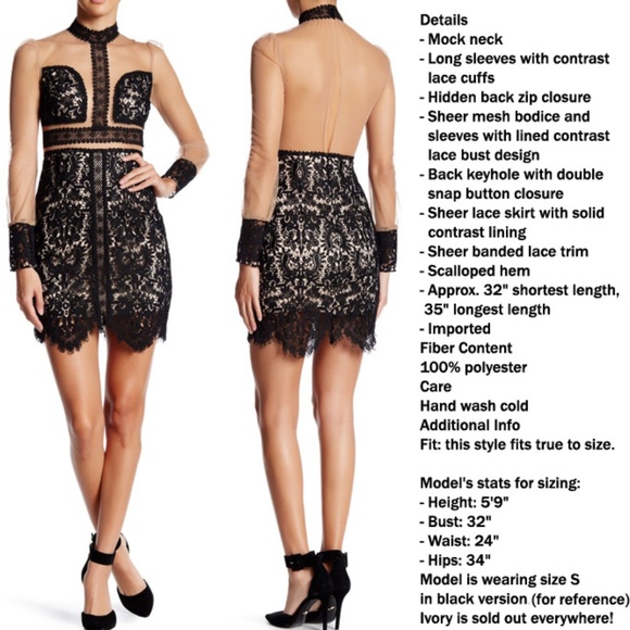 Ivory Nude Crochet Lace Mock Illusion Sheath Dress - Picture 8 of 8